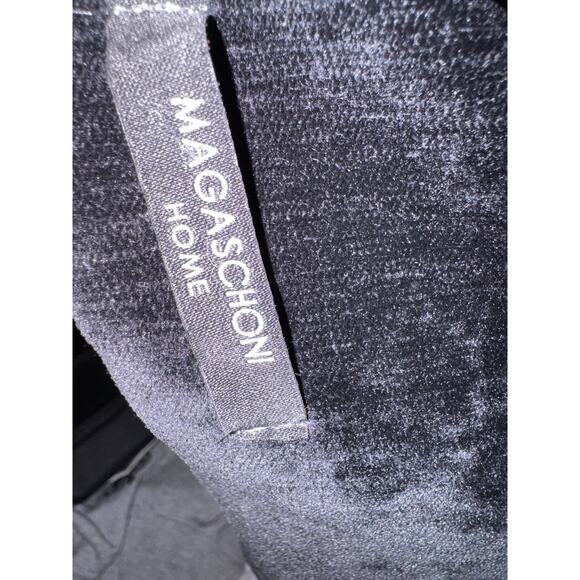 M. Magaschoni designer black velvet feather lumbar pillow accent/skulls bling - Picture 4 of 9